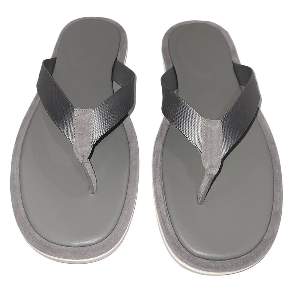 NWT VINCE MSRP$179 DARWIN B MEN'S GRAY LINED FLIP FLOPS SANDALS SIZE 12
